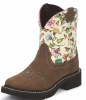 Justin 9201JR Kids Gypsy Boot with Black Walnut Leather Foot and a Single Stitched Wide Square Toe