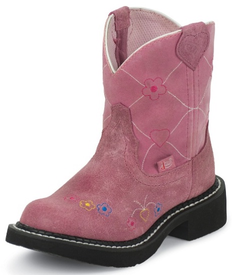 Justin 9202JR Kids Gypsy Boot with Pretty Pink Burnished Suede Leather ...