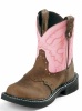 Justin 9901C Childrens Gypsy Boot with Bay Apache Leather Foot with Perfed Saddle and a Fashion Round Toe