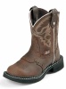 Justin 9909Y Youth Gypsy Boot with Aged Bark Leather Foot with Perfed Saddle and a Fashion Round Toe
