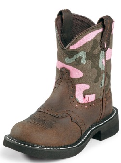 Justin 9913Y Youth Gypsy Boot with Aged Bark Leather Foot with Perfed Saddle and a Fashion Round Toe