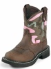Justin 9913Y Youth Gypsy Boot with Aged Bark Leather Foot with Perfed Saddle and a Fashion Round Toe
