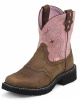 Justin 9963JR Kids Gypsy Boot with Aged Bark Leather Foot with Perfed Saddle and a Single Stitched Wide Square Toe