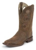 Justin BR112 Men's Bent Rail Western Boot with Gaucho Madera Cowhide Foot and a Double Stitched Wide Square Toe