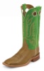 Justin BR304 Men's Bent Rail Western Boot with Saddle Burnished Calf Foot and a Double Stitched Wide Square Toe