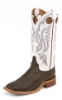 Justin BR305 Men's Bent Rail Western Boot with Chocolate Bisonte Cowhide Foot and a Double Stitched Wide Square Toe