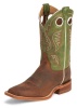 Justin BR307 Men's Bent Rail Western Boot with Cognac Ponteggio Cowhide Foot and a Double Stitched Wide Square Toe