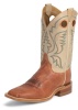 Justin BR308 Men's Bent Rail Western Boot with America Burnt Orange Calf Foot and a Double Stitched Wide Square Toe