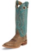 Justin BR320 Men's Bent Rail Western Boot with Old Map Cowhide Foot and a Double Stitched Wide Square Toe