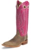 Justin BR321 Men's Bent Rail Western Boot with Tan Ponteggio Cowhide Foot and a Double Stitched Wide Square Toe