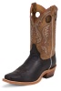 Justin BR331 Men's Bent Rail Western Boot with Black Burnished Cowhide Foot and a Double Stitched Wide Square Toe