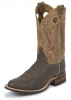 Justin BR351 Men's Bent Rail Western Boot with Chocolate Bisonte Cowhide Foot and a Double Stitched Low Profile Round Toe