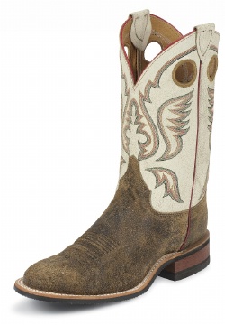Justin BR352 Men's Bent Rail Western Boot with Brown Bomber Cowhide Foot and a Double Stitched Low Profile Round Toe
