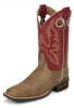 Justin BR358 Men's Bent Rail Western Boot with America Tan Cowhide Foot and a Double Stitched Wide Square Toe