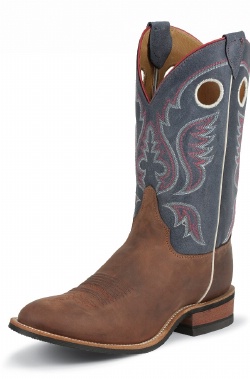 Justin BR360 Men's Bent Rail Western Boot with Mocha Pull Up Cowhide Foot and a Single Stitched Low Profile Round Toe
