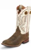 Justin BR361 Men's Bent Rail Western Boot with Chocolate Bisonte Cowhide Foot and a Single Stitched Low Profile Round Toe