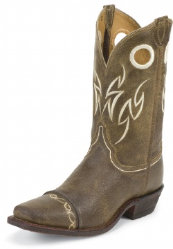 Justin BR613 Men's Bent Rail Western Boot with Café Desperado Cowhide Foot w/ Butt Seam and a Single Stitched Wide Square Toe