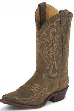 Justin BRL111 Ladies Bent Rail Western Boot with Oklahoma Rust Cowhide Foot and a Narrow Square Toe
