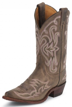 Justin BRL113 Ladies Bent Rail Western Boot with Chocolate Ponteggio Cowhide Foot and a Narrow Square Toe