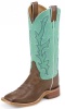 Justin BRL310 Ladies Bent Rail Western Boot with Chocolate Burnished Calf Foot and a Double Stitched Wide Square Toe