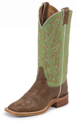 Justin BRL312 Ladies Bent Rail Western Boot with Camel Sand Storm Cowhide Foot and a Double Stitched Wide Square Toe