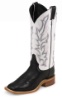 Justin BRL313 Ladies Bent Rail Western Boot with Black Burnished Calf Foot and a Double Stitched Wide Square Toe
