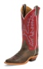 Justin BRL314 Ladies Bent Rail Western Boot with America Burnished Chocolate Cowhide Foot and a Single Stitched Wide Square Toe