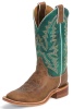 Justin BRL317 Ladies Bent Rail Western Boot with America Burnished Tan Cowhide Foot and a Double Stitched Wide Square Toe