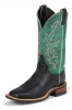 Justin BRL331 Ladies Bent Rail Western Boot with Black Soft Ice Cowhide Foot and a Double Stitched Wide Square Toe