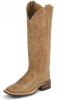 Justin BRL341 Ladies Bent Rail Western Boot with America Tan Cowhide Foot and a Double Stitched Wide Square Toe