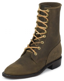 Justin L0555 Ladies Classic Lace-Up Boot with Bay Apache Cowhide Foot and a Roper Toe