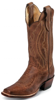 Justin L2680 Ladies Classic Western Boot with Tan Distressed Vintage Goat Foot and a Single Stitched Wide Square Toe
