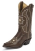 Justin L2850 Ladies Fashion Western Boot with Chocolate Deertanned Cowhide Foot and a Narrow Square Toe