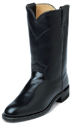 Justin L3703 Ladies Classic Roper Boot with Black Kipskin Cowhide Foot and a Roper Toe