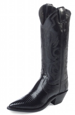 Justin L4786 Ladies Exotic Western Western Boot with Black Lizard Foot and a Narrow Rounded Toe