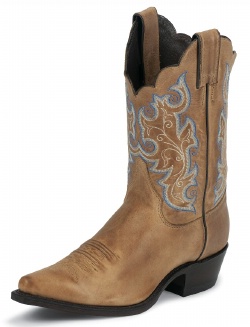 Justin L4970 Ladies Classic Western Boot with Tan Vintage Cowhide Foot and a Narrow Square Toe