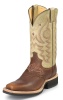 Justin L5045 Ladies AQHA Lifestyle Q-Crepe Western Boot with Mahogany Worn Saddle Cowhide Foot and a Double Stitched Wide Square Toe