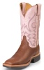 Justin L7011 Ladies AQHA Lifestyle Q-Crepe Western Boot with Walnut Worn Saddle Cowhide Foot and a Single Stitched Wide Square Toe