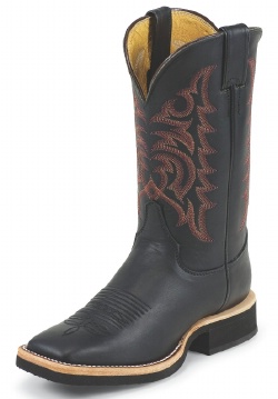 Justin L7018 Ladies AQHA Lifestyle Q-Crepe Western Boot with Black Worn Saddle Cowhide Foot and a Single Stitched Wide Square Toe