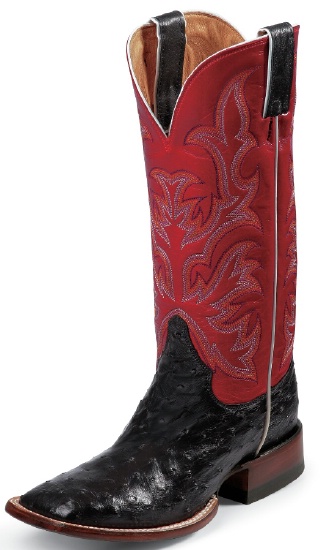 Justin L8505 Ladies AQHA Lifestyle Remuda Western Boot with Black Full  Quill Ostrich Foot and a Double Stitched Wide Square Toe