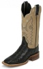 Justin L8509 Ladies AQHA Lifestyle Remuda Western Boot with Black Full Quill Ostrich Foot and a Double Stitched Wide Square Toe