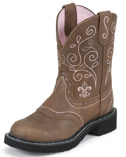 Justin L9808 Ladies Gypsy Casual Boot with Aged Bark Cowhide Foot w/ Perfed Saddle and a Fashion Round Toe