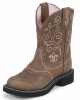 Justin L9808 Ladies Gypsy Casual Boot with Aged Bark Cowhide Foot w/ Perfed Saddle and a Fashion Round Toe