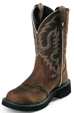 Justin L9909 Ladies Gypsy Casual Boot with Aged Bark Cowhide Foot w/ Perfed Saddle and a Fashion Round Toe