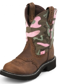 Justin L9913 Ladies Gypsy Casual Boot with Aged Bark Cowhide Foot w/ Perfed Saddle and a Fashion Round Toe