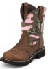 Justin L9913 Ladies Gypsy Casual Boot with Aged Bark Cowhide Foot w/ Perfed Saddle and a Fashion Round Toe