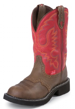 Justin L9921 Ladies Gypsy Casual Boot with Bay Apache Cowhide Foot w/ Perfed Saddle and a Fashion Round Toe