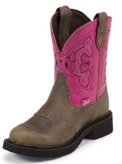 Justin L9926 Ladies Gypsy Casual Boot with Castle Brown Cowhide Foot w/ Perfed Saddle and a Fashion Round Toe
