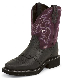 Justin L9961 Ladies Gypsy Casual Boot with Black Deercow Cowhide Foot w/ Perfed Saddle and a Single Stitched Wide Square Toe