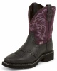 Justin L9961 Ladies Gypsy Casual Boot with Black Deercow Cowhide Foot w/ Perfed Saddle and a Single Stitched Wide Square Toe